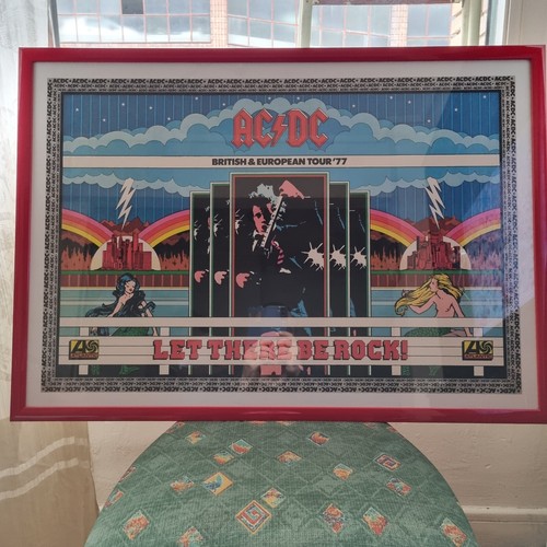 Ac/dc UK European Tour 1977 Poster Promo Framed In Glass.