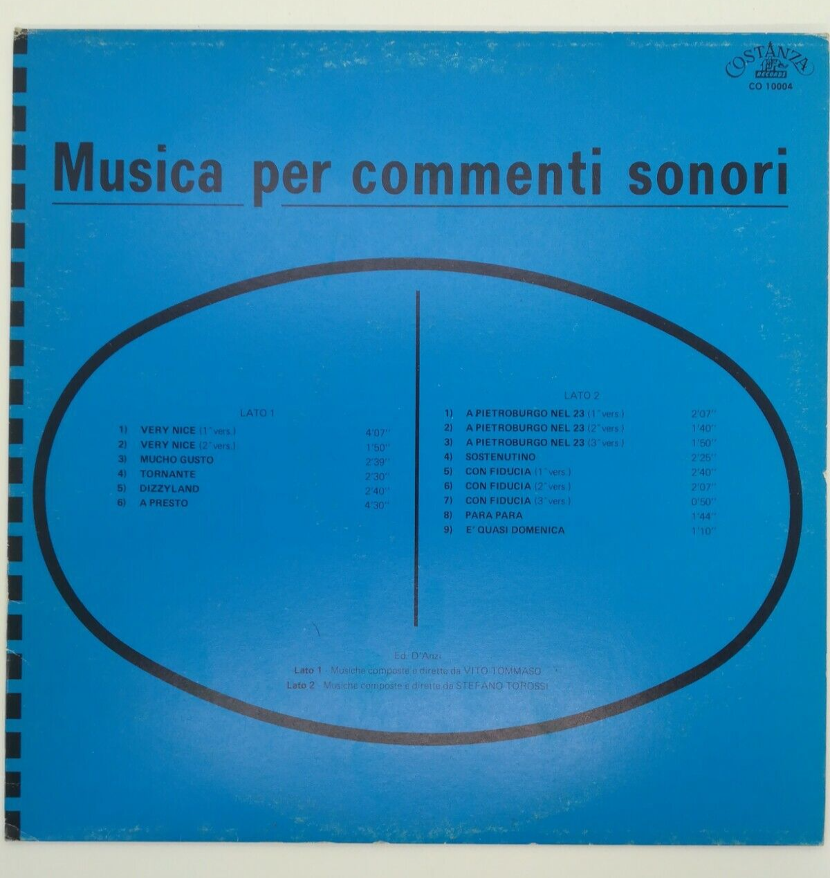 MUSICA PER COMMENTI SONORI - Tommaso /Torossi Jazz CO 10004 1969 LP 33 giri