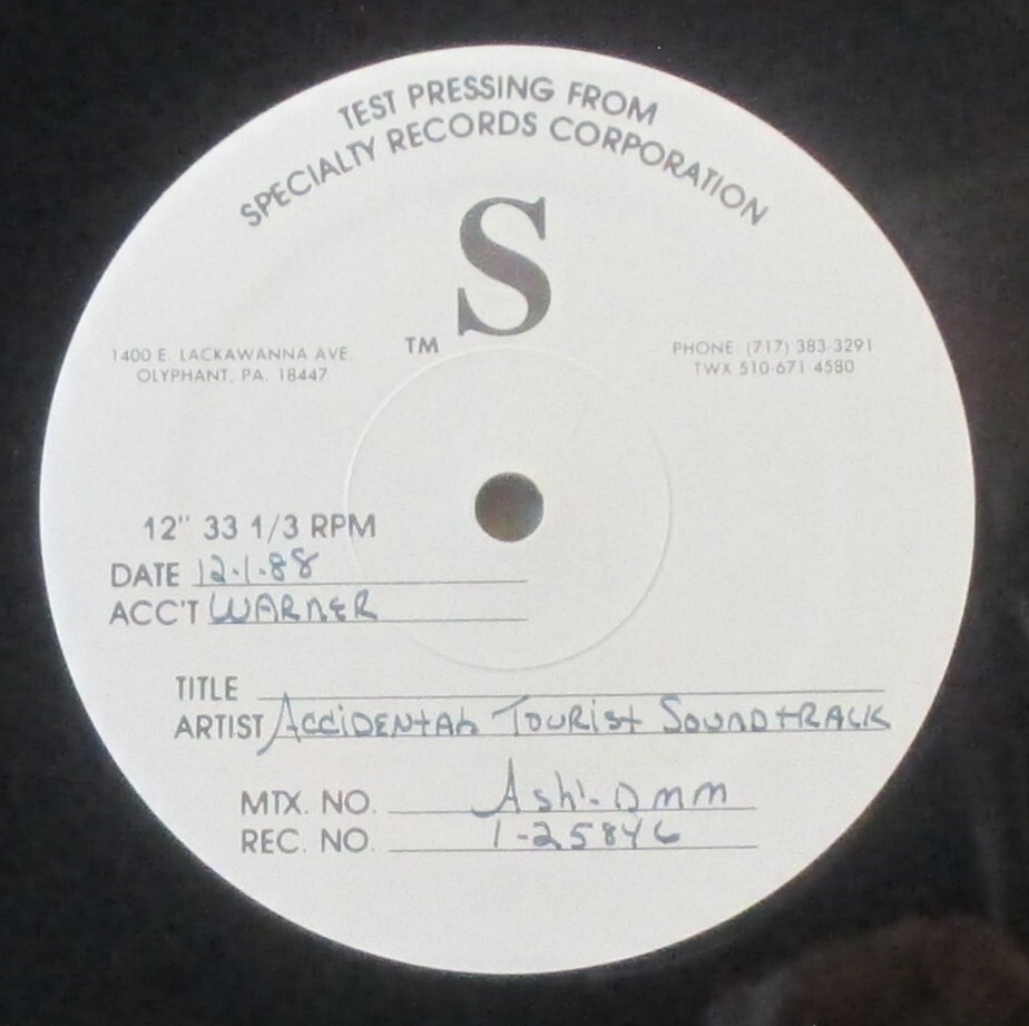 JOHN WILLIAMS The Accidental Tourist TEST PRESS LP Soundtrack OST in MINT Cond. 