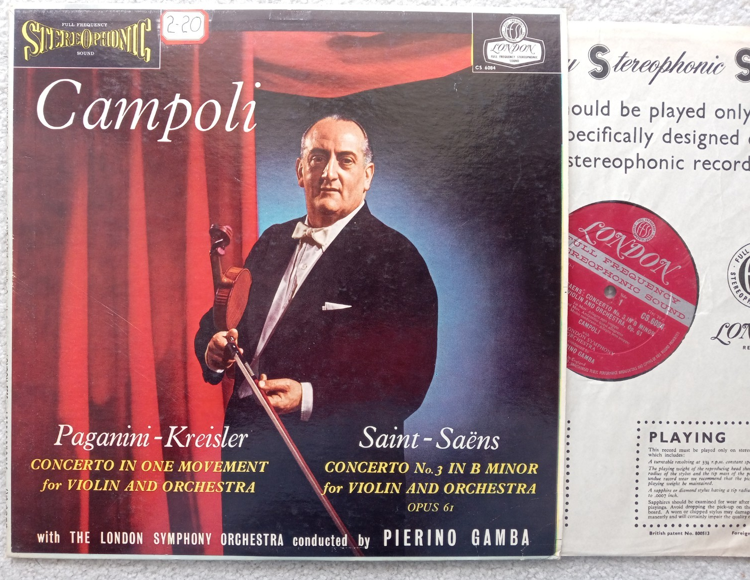 CS 6084 CAMPOLI / PAGANINI london blue back audiophile classical LP glossy EX 