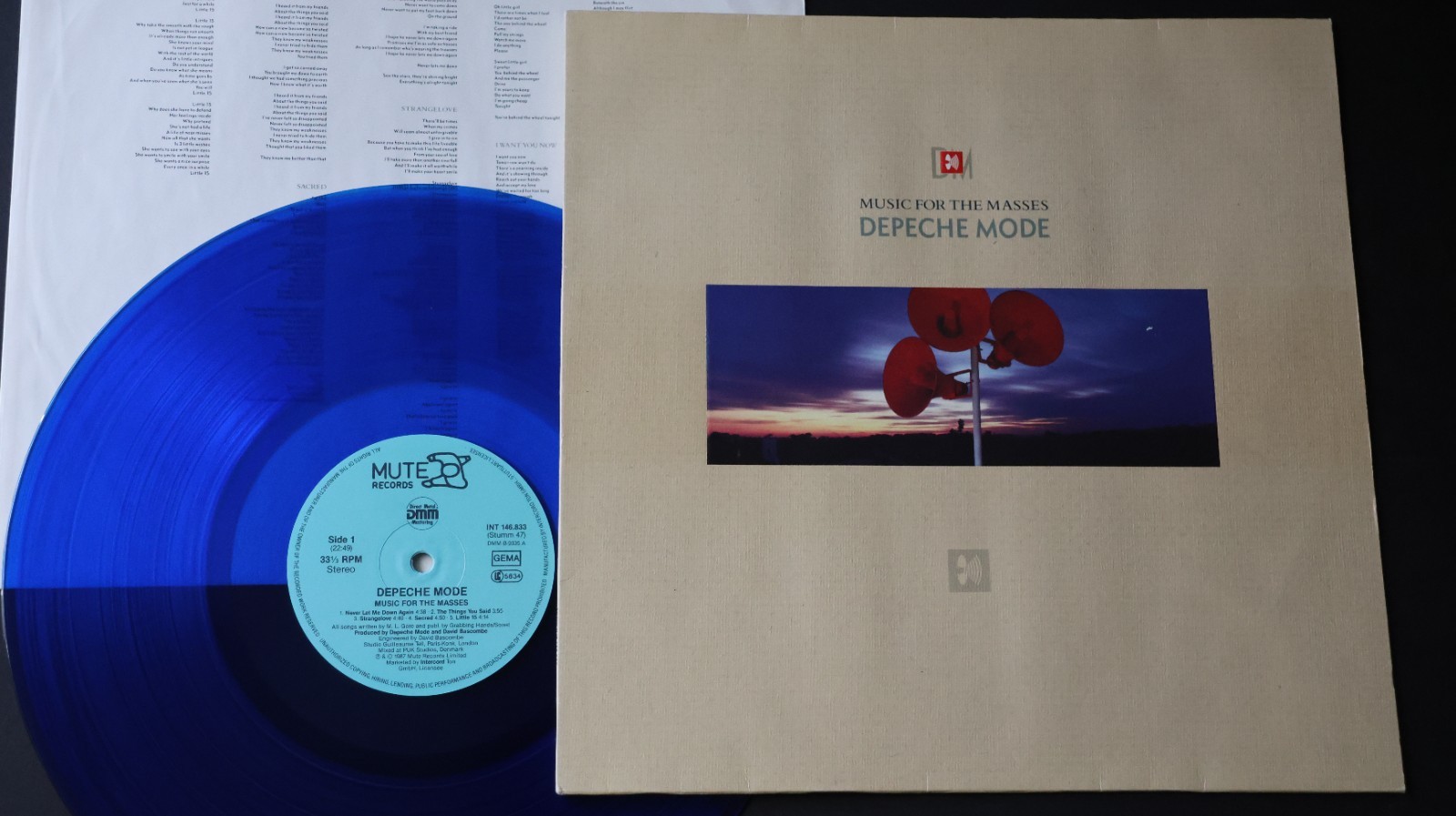 Depeche Mode     Music For The Masses LP VINYL ELECTRONIC 1987 BLUE TRANSLUCENT