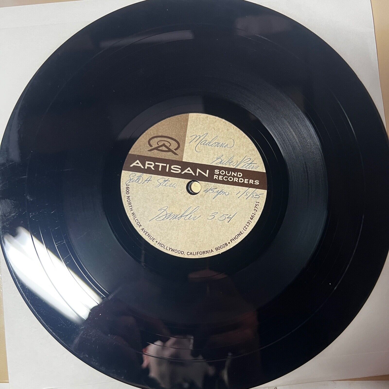 MADONNA Gambler 7 ACETATE 10 Vinyl 45 RPM Artisan Sound US 1985 VG AUCTION