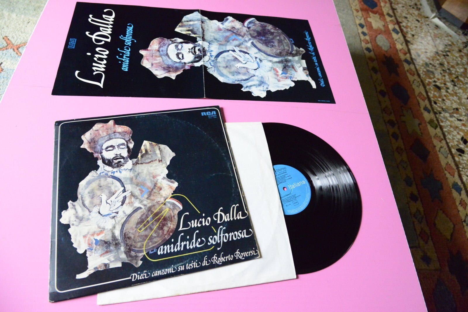 LUCIO DALLA LP ANIDRIDE SOLFOROSA ORIGINALE 1975 EX  CON POSTER              