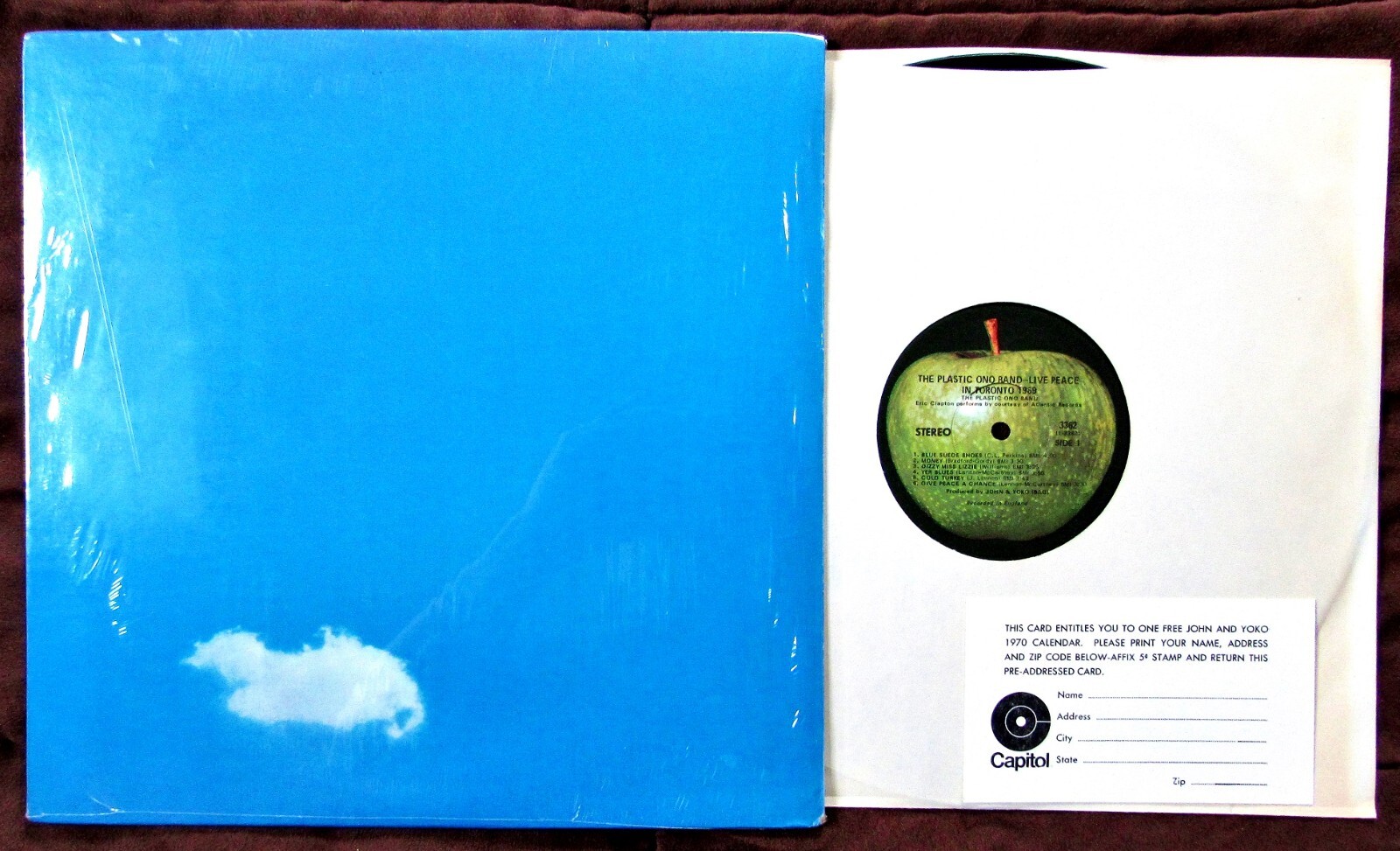 Beatles-Related LP Lennon Live Peace wRare CAPITOL Mail-In Ghost Capitol, No SW 