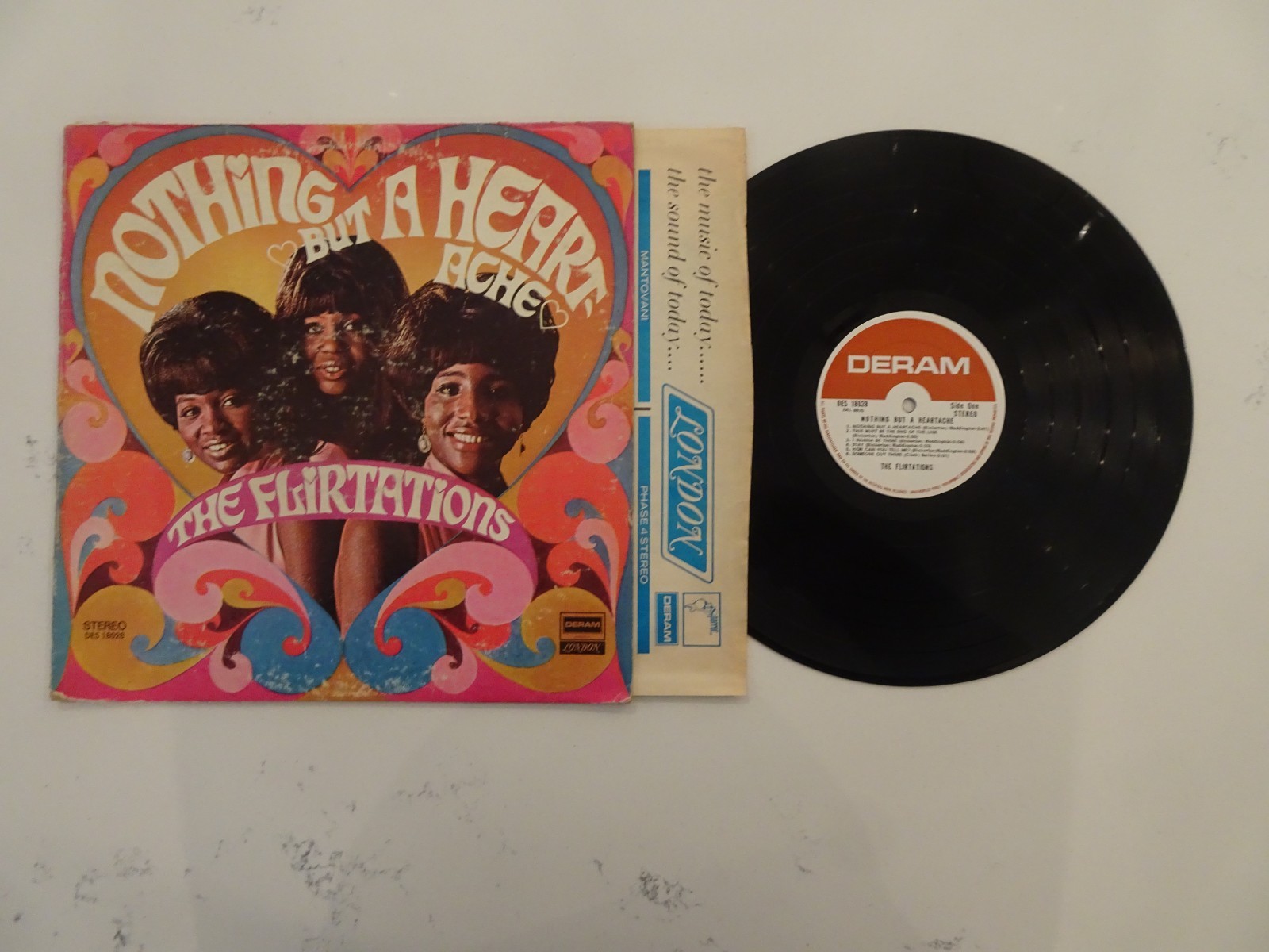 THE FLIRTATIONS NOTHING BUT A HEARTACHE LP ULTRA RARE ORIG 1ST TERRE HAUTE DERAM