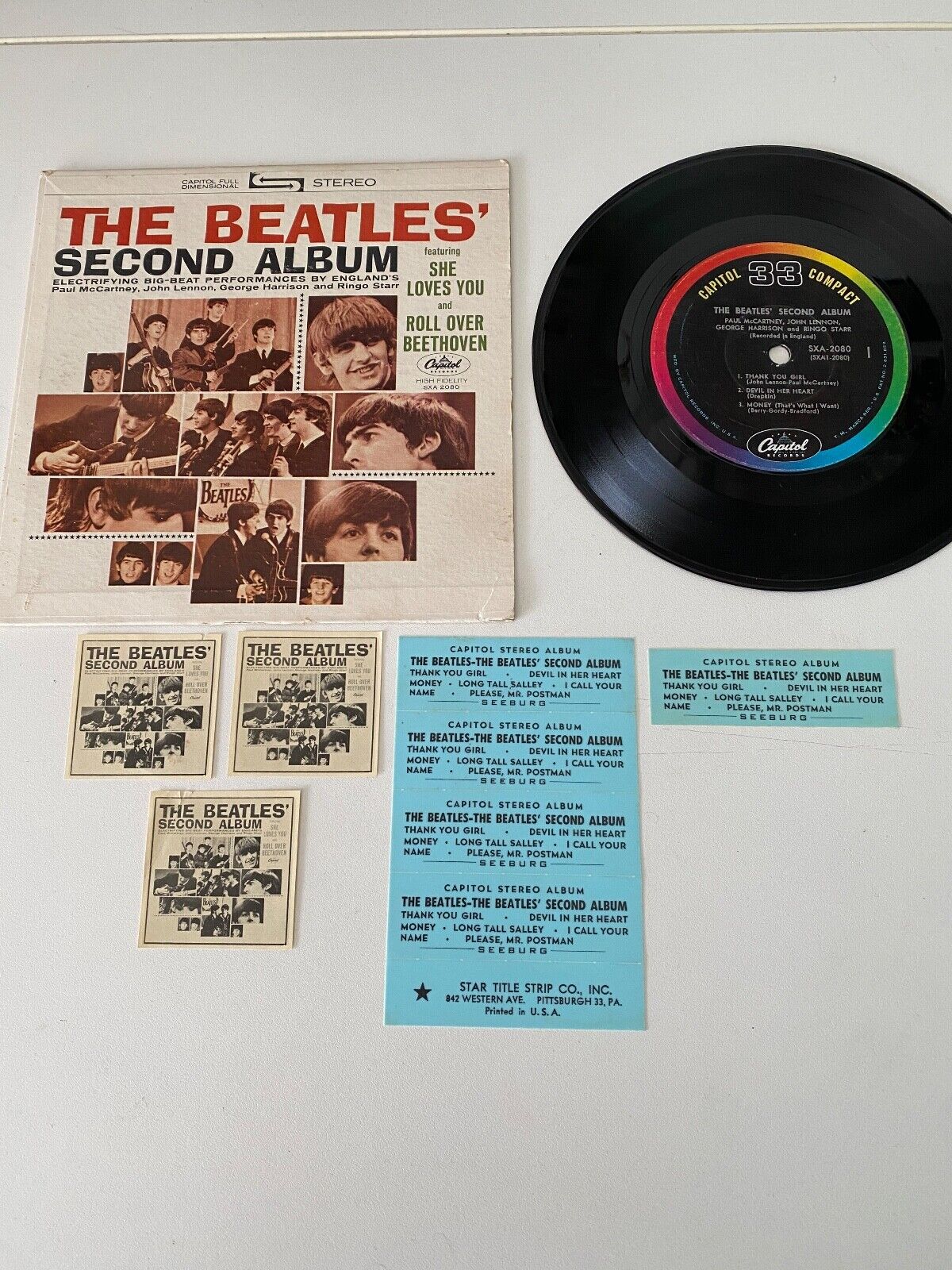 RARE THE BEATLES SECOND ALBUM CAPITOL COMPACT 33 rpm 1964 7 JUKEBOX EP SXA2080