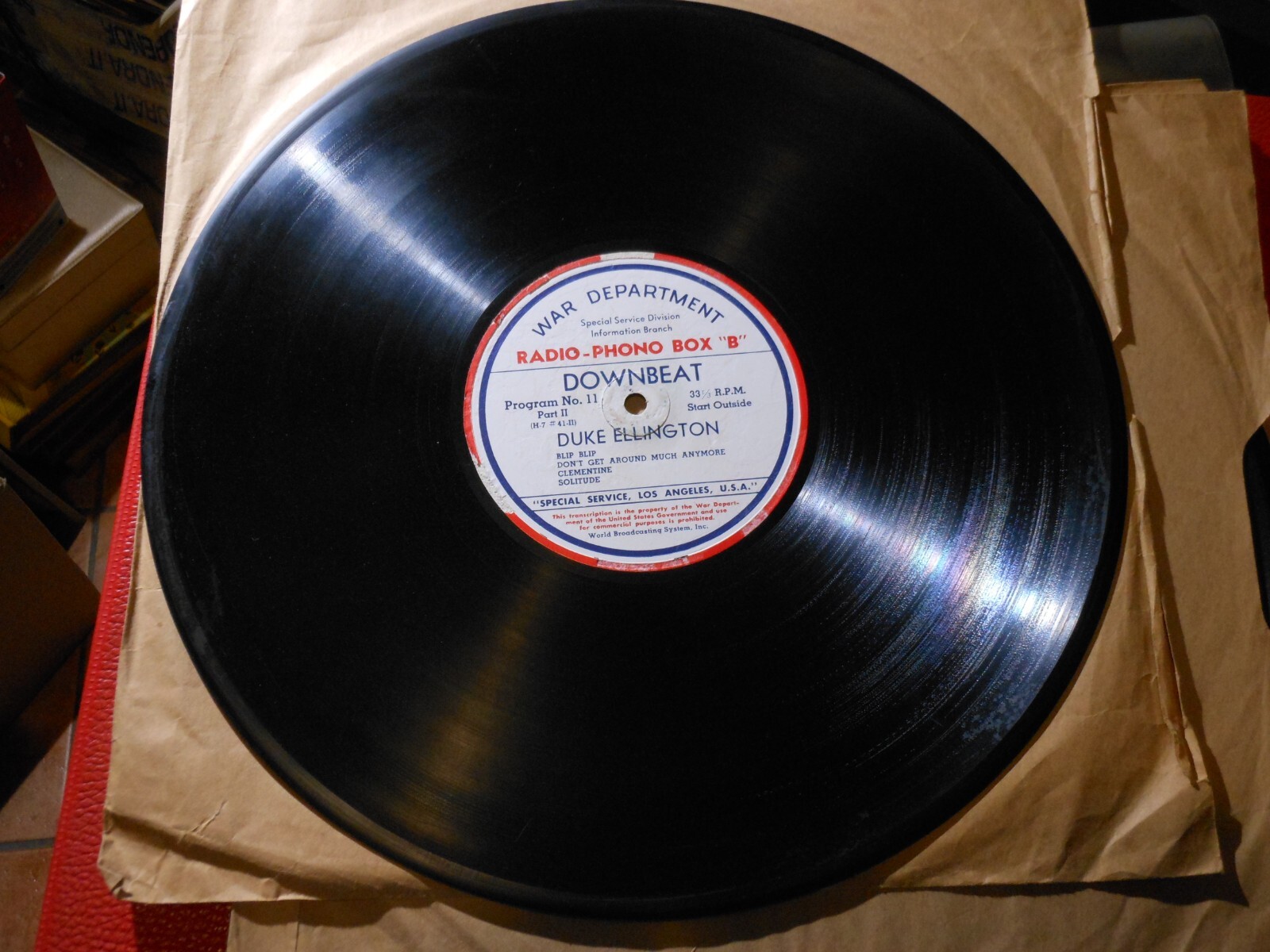 7  war department RADIO PHONO BOX B LP 33RPM SPECIAL SERVICE USA