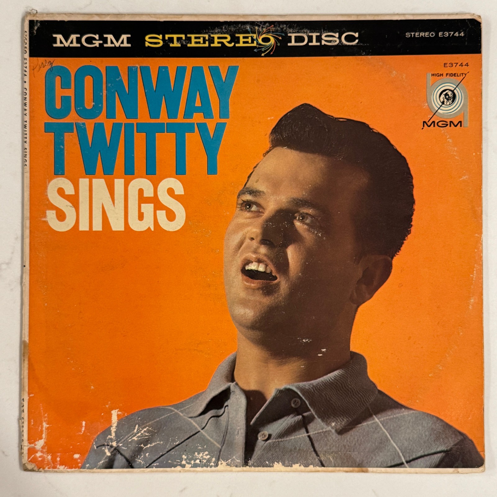 CONWAY TWITTY Conway Twitty Sings RARE ORANGE COVER OG 1959 STEREO LP MGM E3744