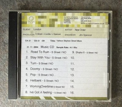 New Order Joy Division studio CD CDR Demo Promo Mixes Sirens Call Stephen Street