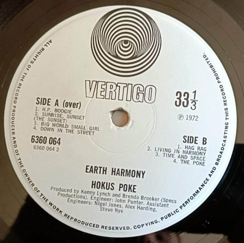 Hokus Poke LP Earth Harmony UK Vertigo Swirl 1st Press INCREDIBLE AUDIO PROG GEM