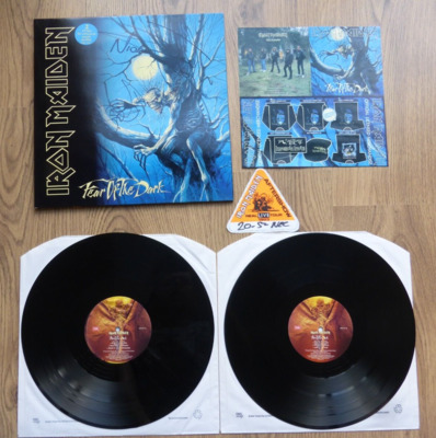Iron Maiden Fear Of The Dark Double Vinyl LP  Signed Orig 1992 EMD 1032 + Pass