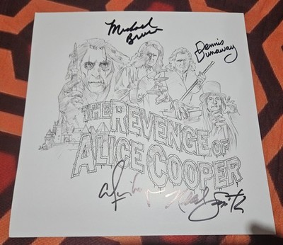 The Revenge Of Alice Cooper 2LP Vinyl   12  Art Card Autograph full band signed