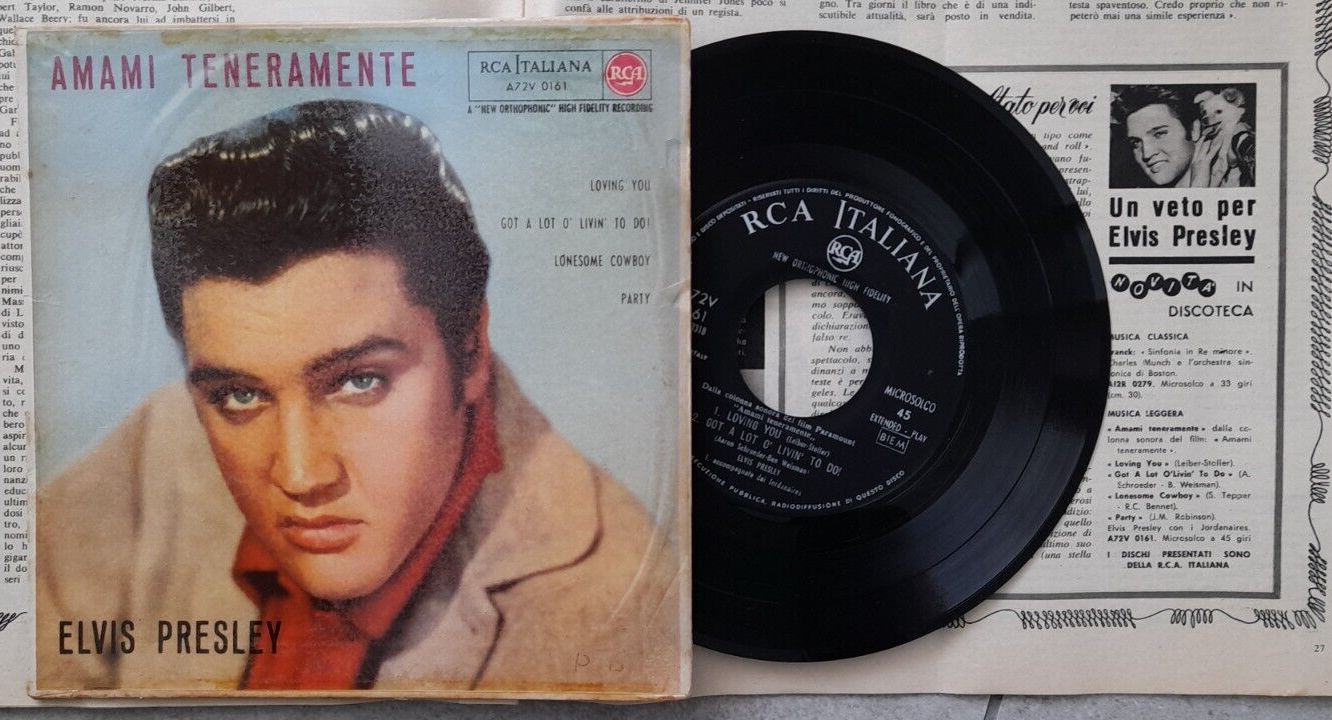 Elvis Presley 7  EP Italy AMAMI TENERAMENTE 1957 Very first press   adv magazine