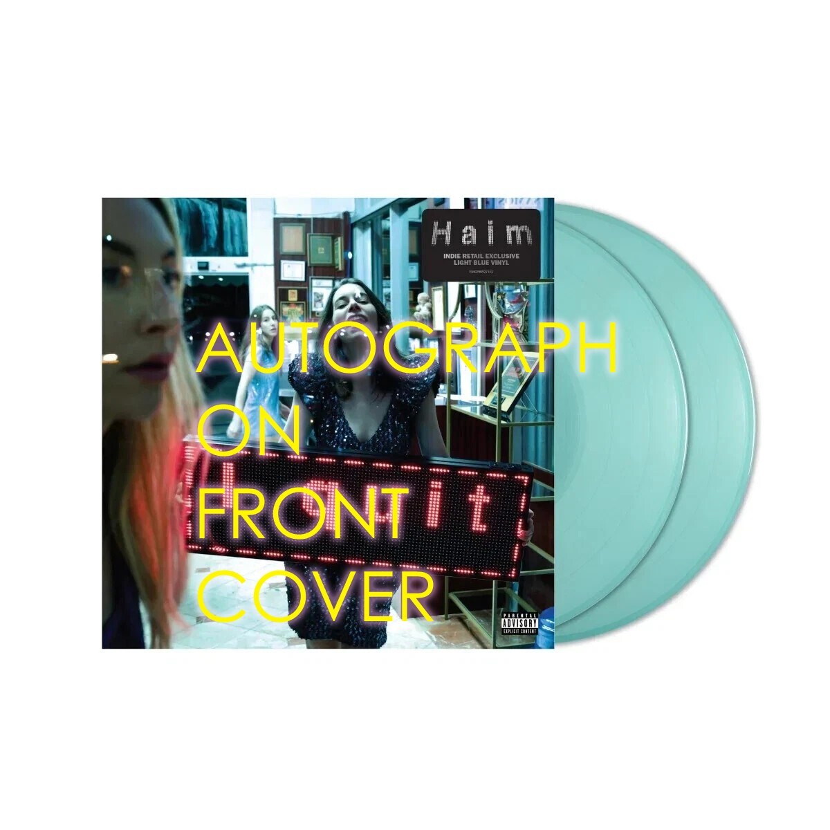 AUTOGRAPHED ON COVER Haim I Quit Banquet Light Blue Presale Vinyl LP