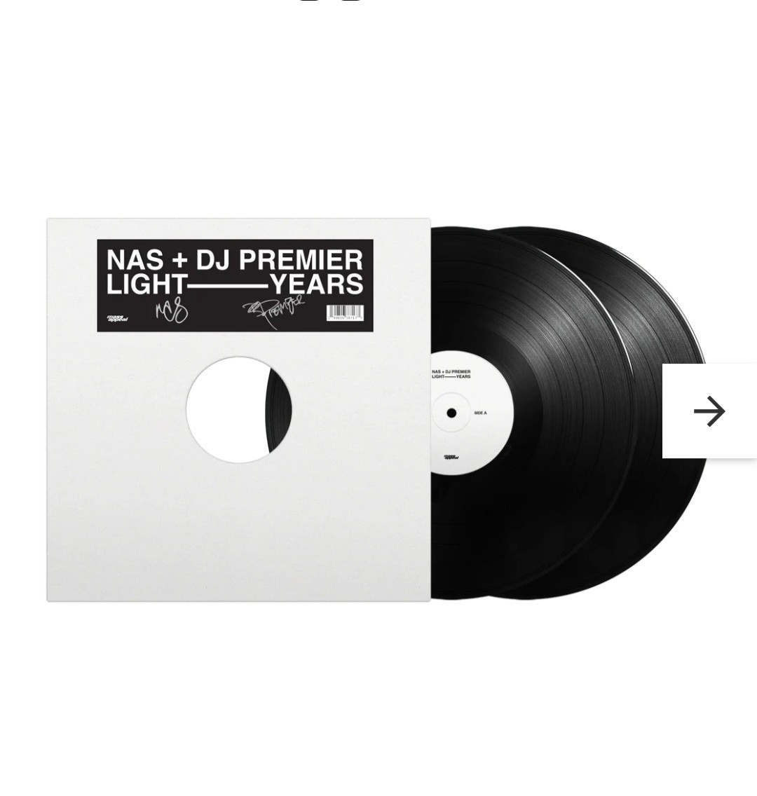 Autographed Signed Nas DJ Premier Light Years Day Ones White Label Vinyl LP