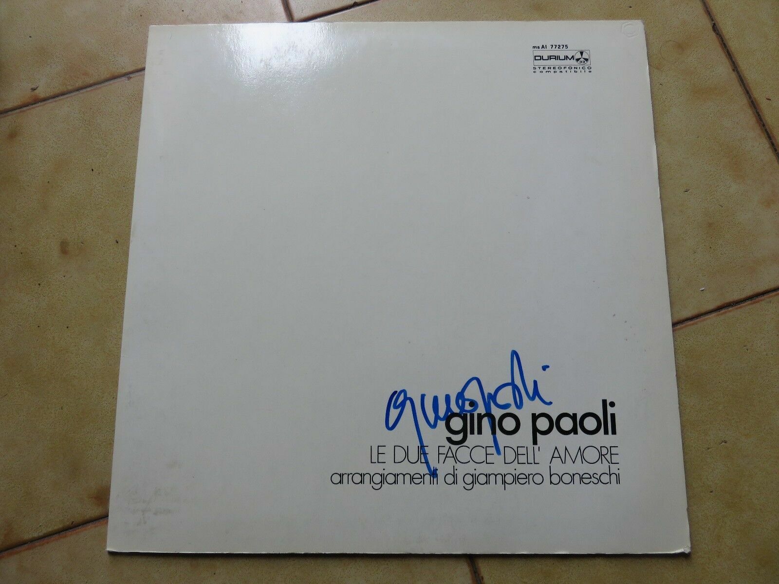 LP  LE DUE FACCE DELL AMORE  di GINO PAOLI, AUTOGRAFO ORIGINALE