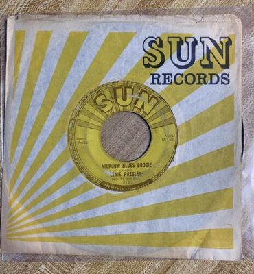 ELVIS PRESLEY Sun  215 Milkcow Blues Boogie  45 rpm PUSH MARKS  U 4 141 45  72 