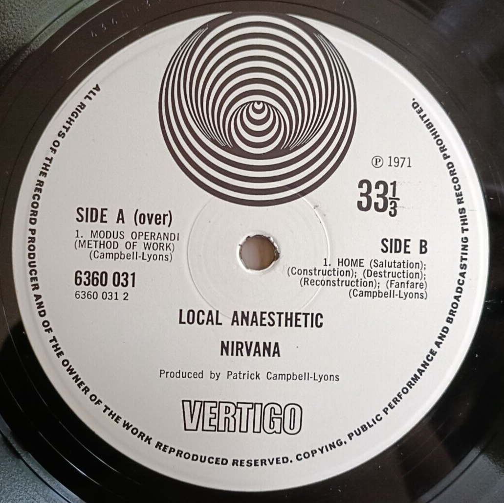 Nirvana LP Local Anaesthetic UK Vertigo Swirl 1st Press LOVELY AUDIO PSYCH #