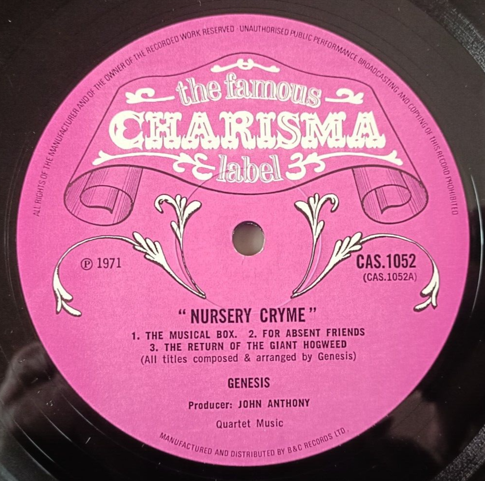 Genesis LP Nursery Cryme UK Pink Charisma Scroll 1st Press BEAUTIFUL COPY PROG