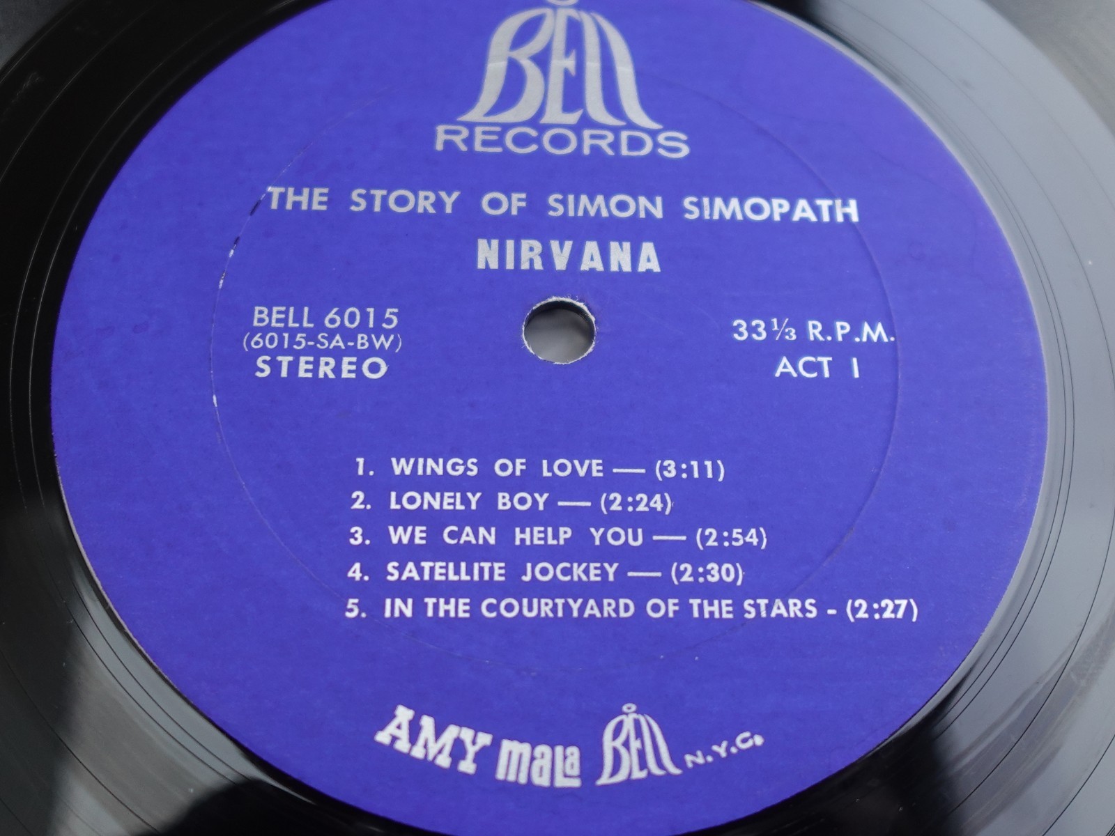 Nirvana THE STORY OF SIMON SIMOPATH 1968 US LP 1st Press BELL PLAYS NEAR MINT