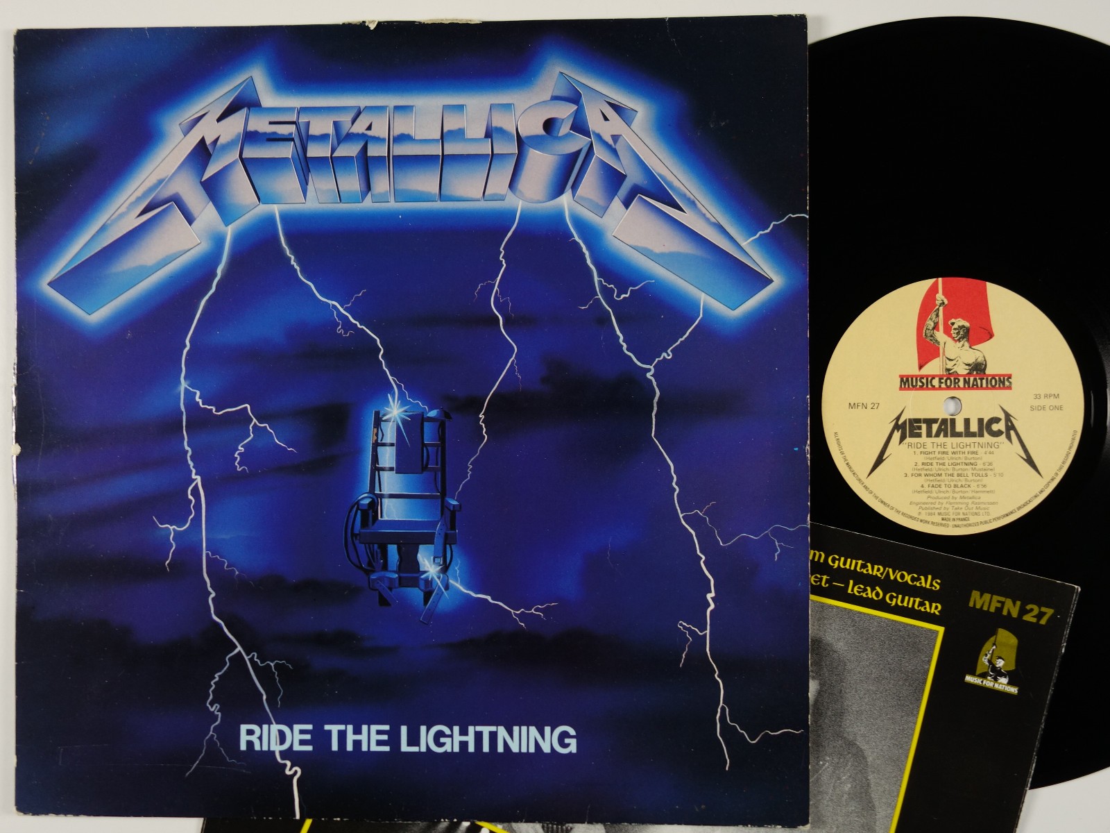 METALLICA Ride The Lightning RARE 1st issue 1984 UK LP w/ inner sleeve MFN HEAR 