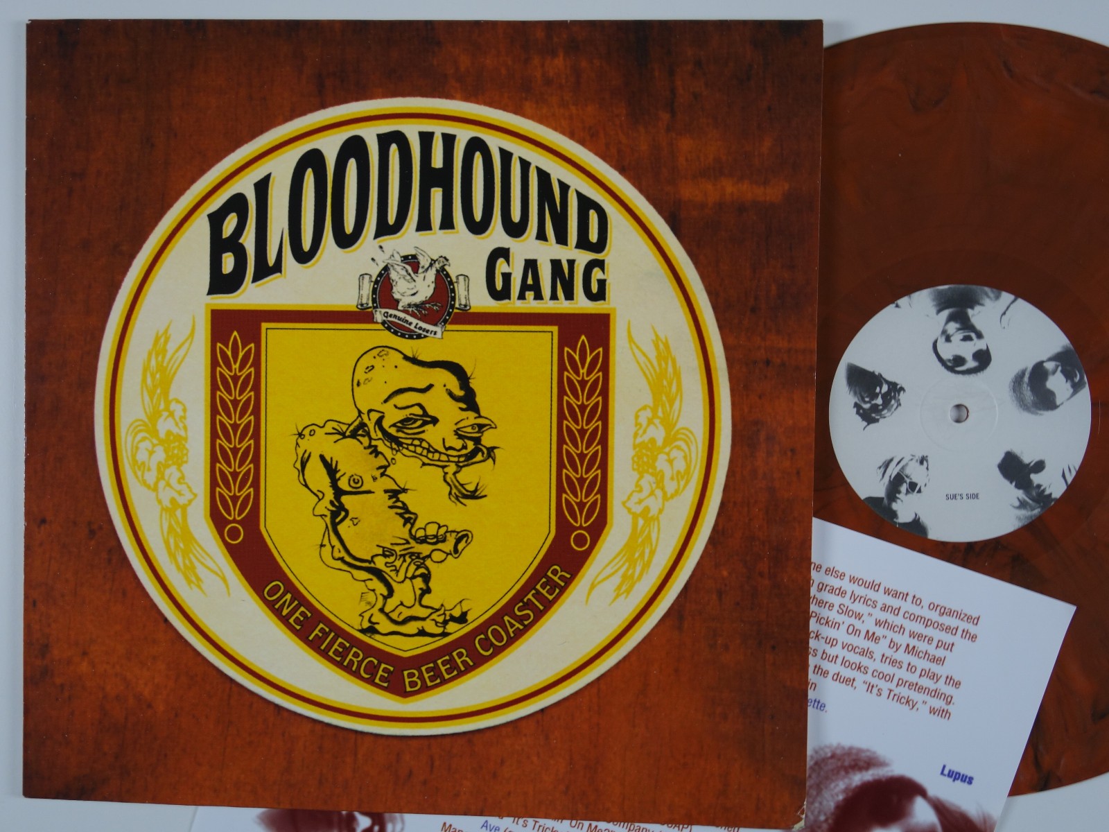 BLOODHOUND GANG One Fierce Beer Coaster RARE 2013 Europe LP brown vinyl HEAR 