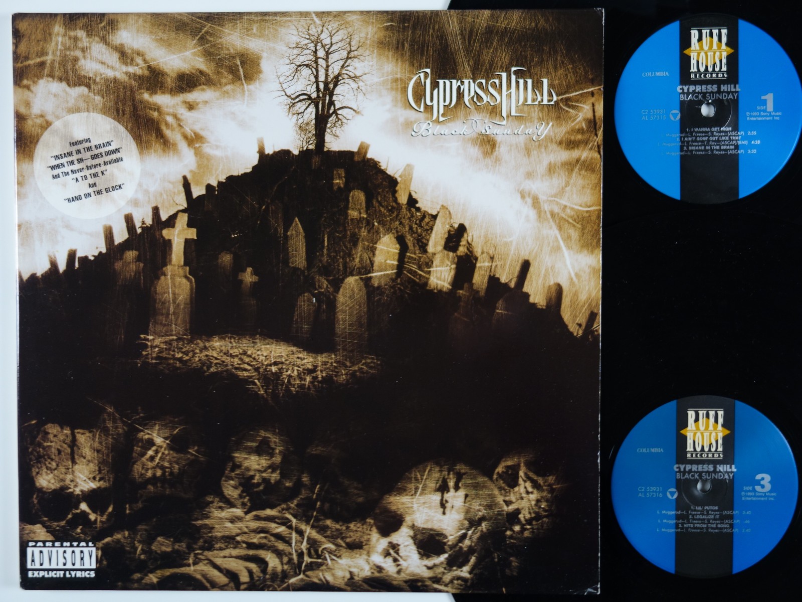 CYPRESS HILL Black Sunday MEGA RARE US 1st issue 1993 2-LP hip hop rap LISTEN 