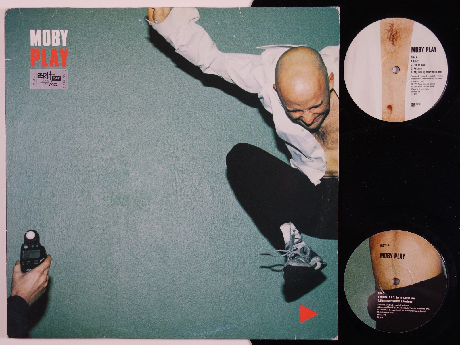 MOBY Play RARE UK 1st issue 1999 2-LP w/ Brit Awards HYPE STICKER Mute Stumm172