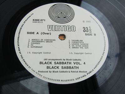 Black Sabbath VOLUME 4 1972 UK LP 1st Press Vertigo Swirl MINT MINUS AUDIO HEAR