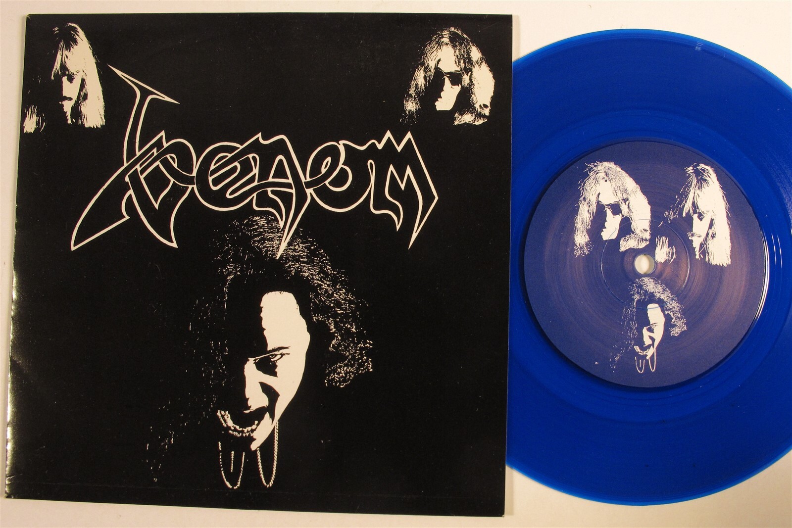 Metal 45 VENOM Lady Lust NEAT NM blue translucent vinyl picture sleeve HEAR f