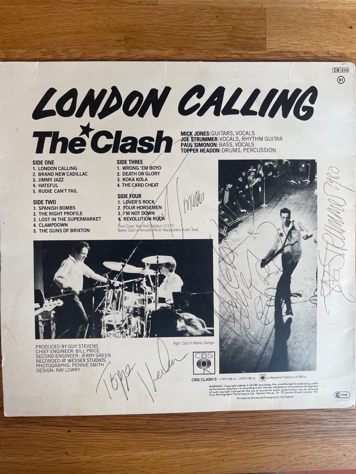 The Clash LONDON CALLING VINYL LP FULLY SIGNED 1980 Strummer Autographed