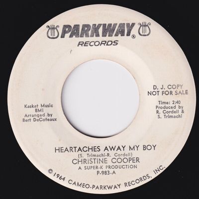 CHRISTINE COOPER Heartaches Away My Boy RARE northern soul 45 girl group HEAR  