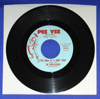 Rare Northern Soul Funk 45 RPM single PEE VEE Records Too Much Of  A good thing