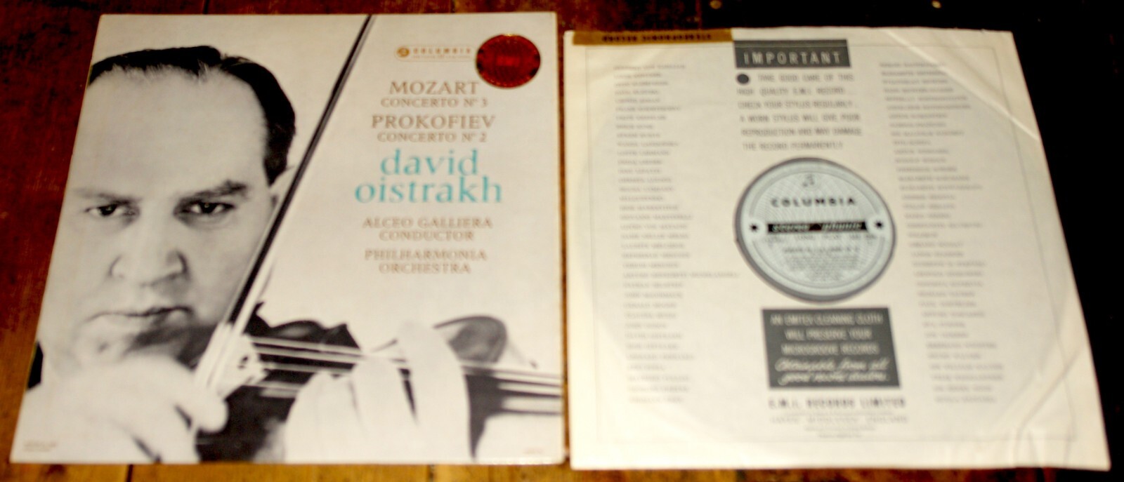 DAVID OISTRAKH MOZART PROKOFIEV TURQUOISE SILVER COLUMBIA STEREO SAX 2304 LP