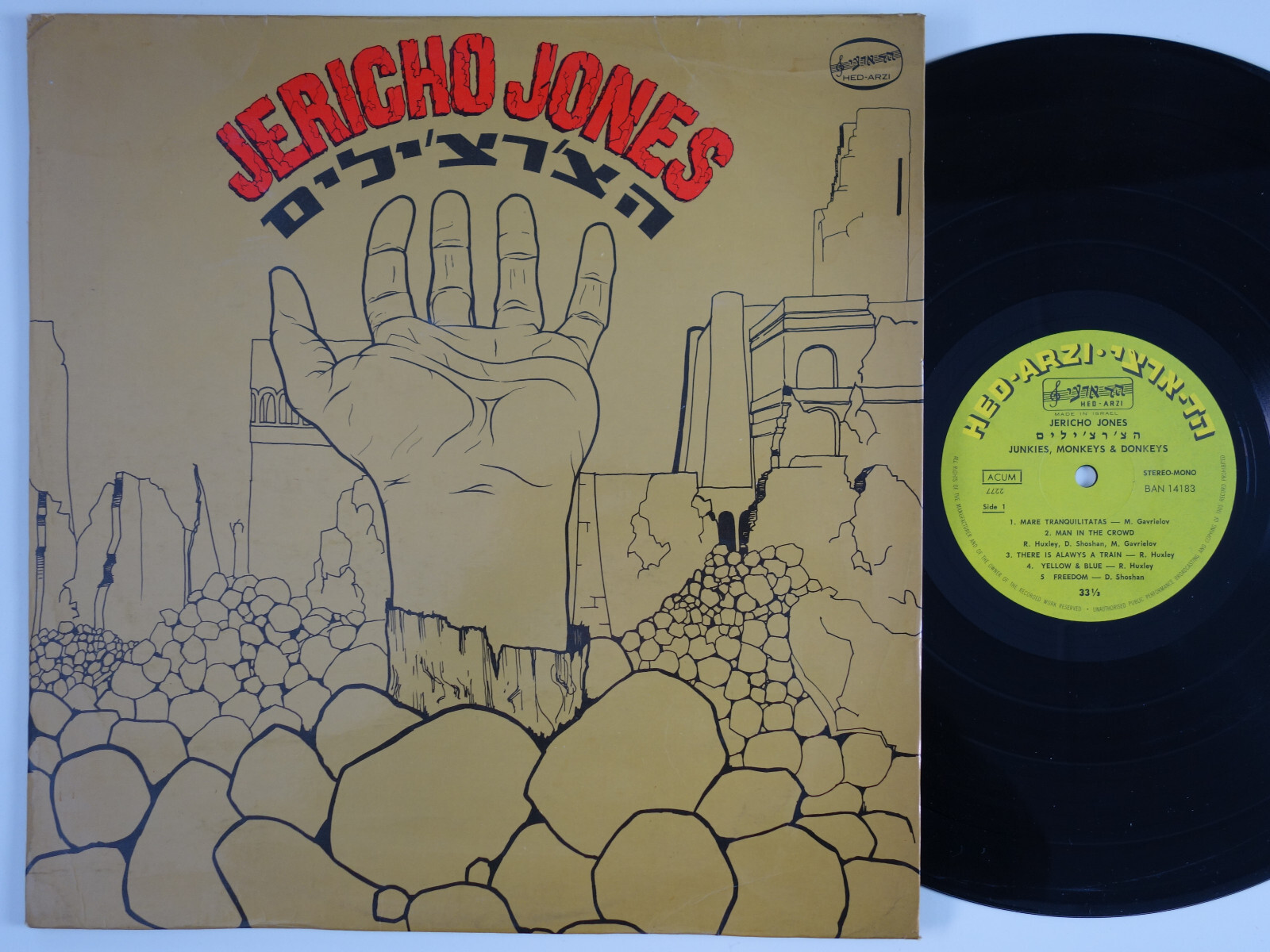 JERICHO JONES Junkies Monkeys   Donkeys RARE orig Israel LP psych prog LISTEN 