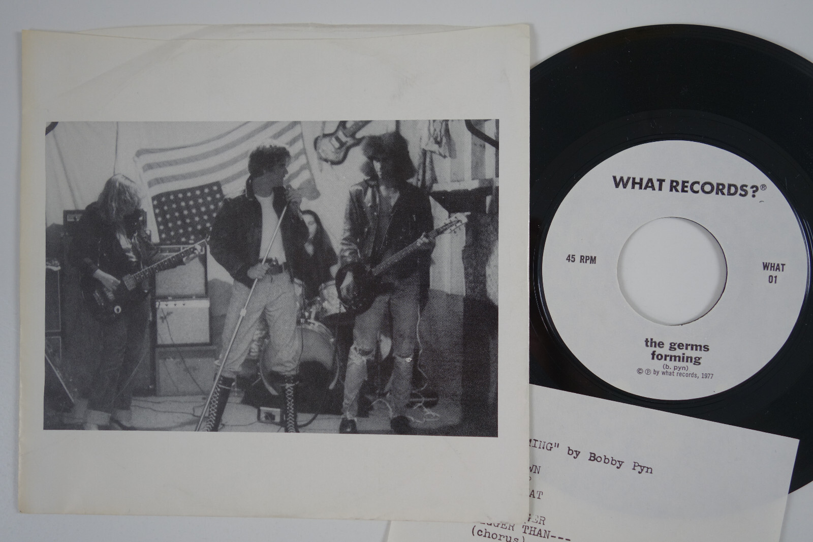 THE GERMS Forming MEGA RARE 1977 US punk 7  with insert  second pressing LISTEN 