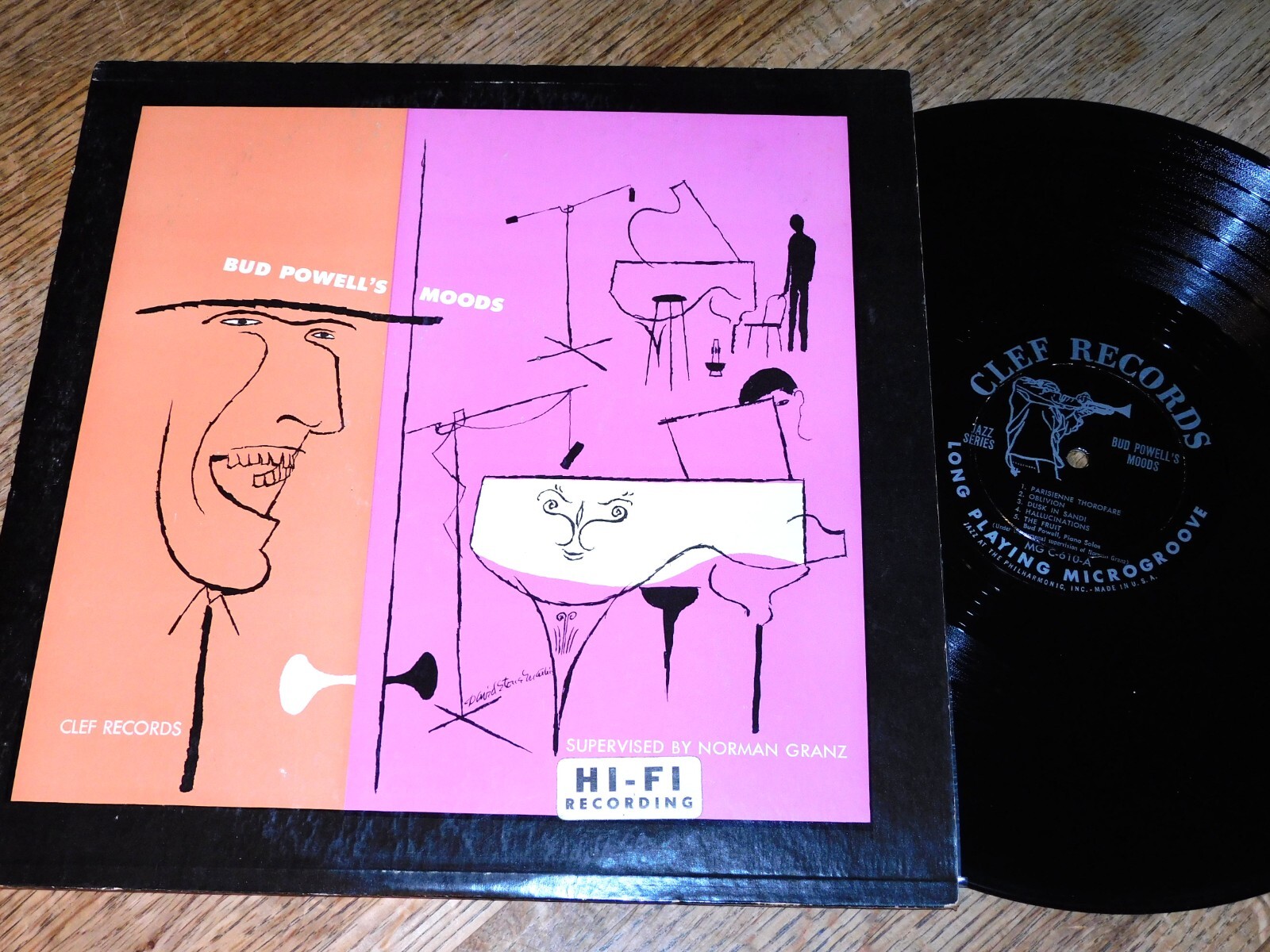 BUD POWELL   S MOODS ORIG CLEF RECORDS MGC-610 LP DAVID STONE MARTIN COVER VG  