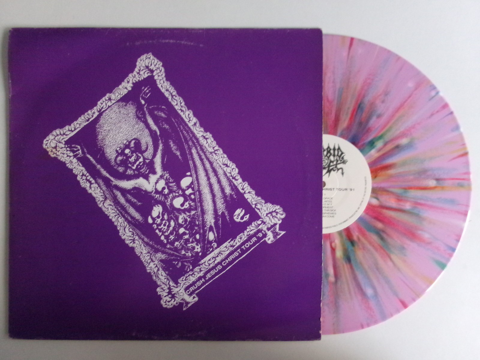 MORBID ANGEL CRUSH JESUS CHRIST TOUR 91 DEATH METAL PINK SPLATTER VINYL ITALY