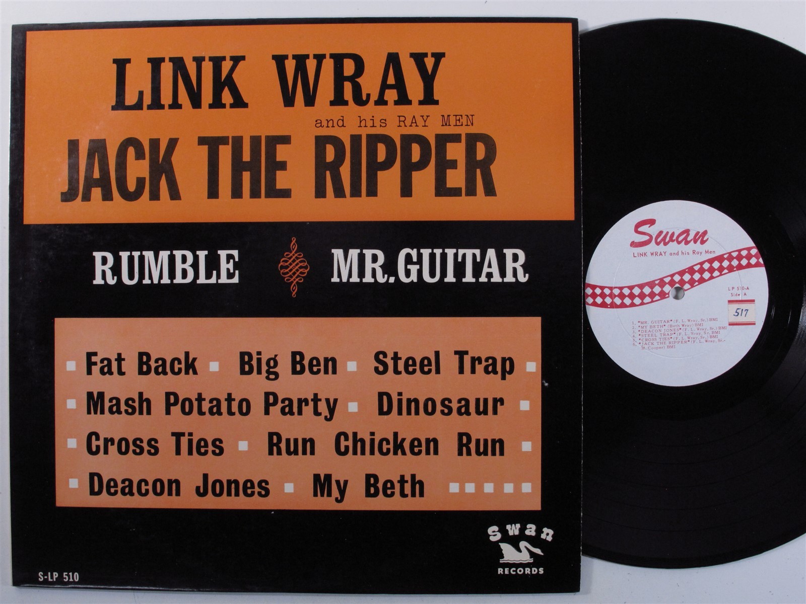 LINK WRAY   HIS RAY MEN Jack The Ripper SWAN LP VG   mono i