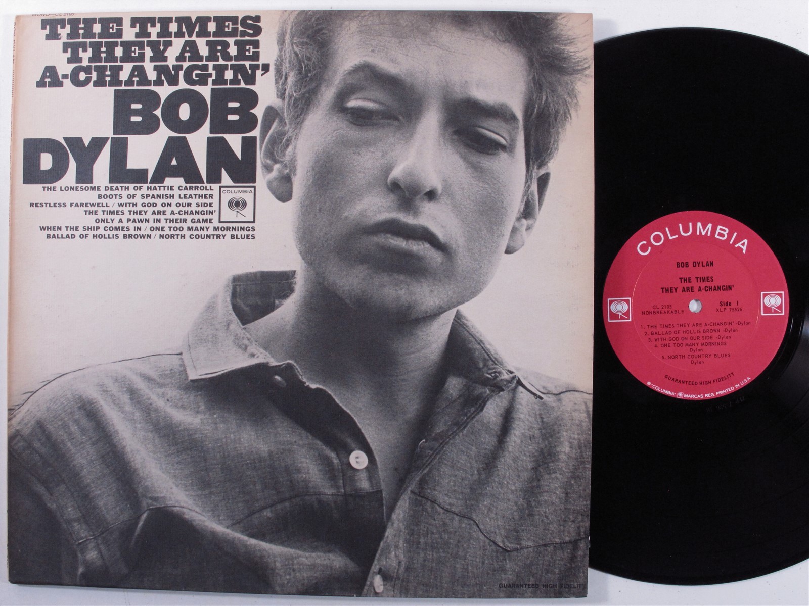 BOB DYLAN The Times They Are A-Changin  COLUMBIA LP VG  mono 2-eye with insert r
