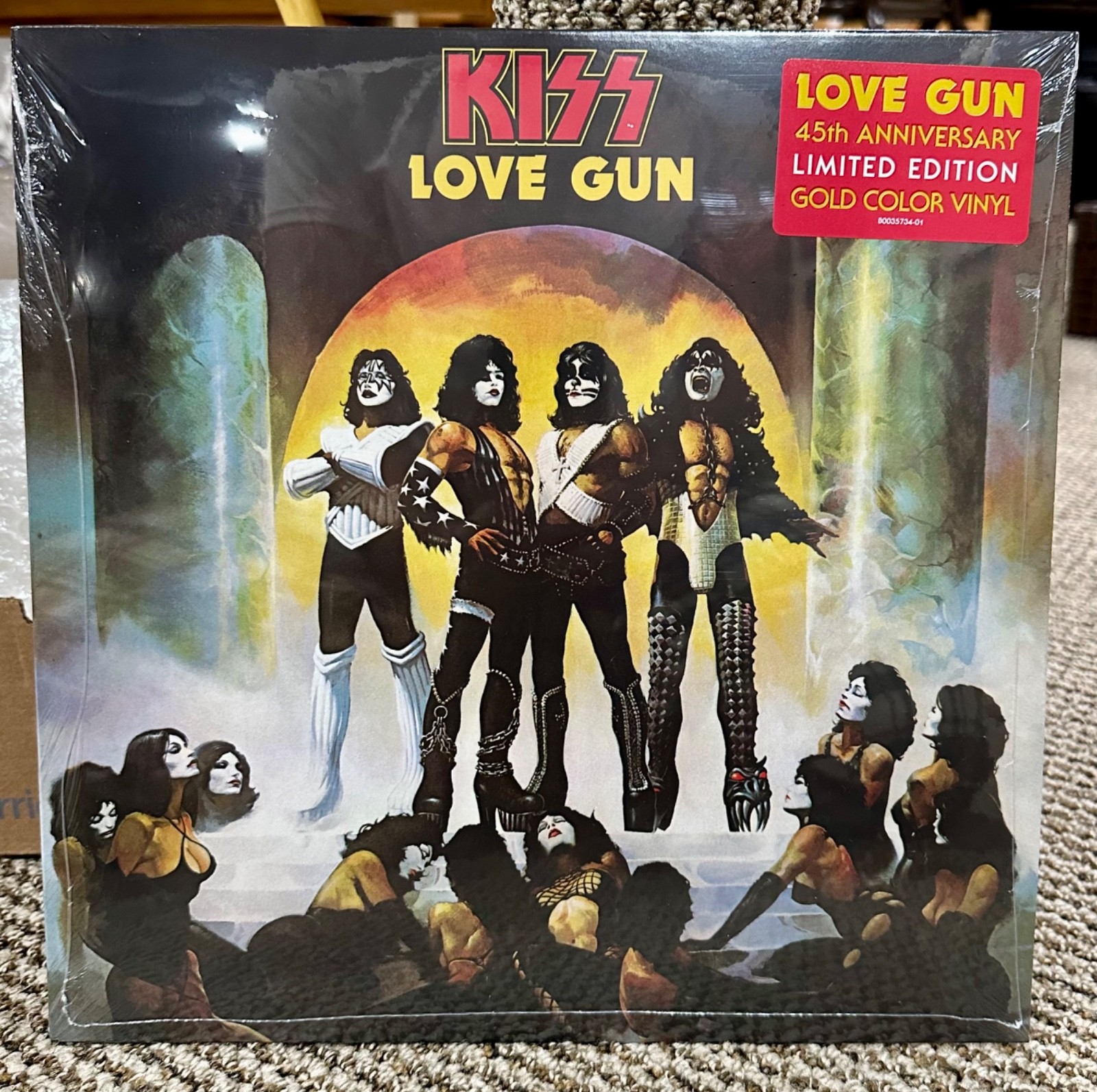 KISS Love Gun Limited Edition Gold Colored Vinyl LP hype sticker Aucoin sealed