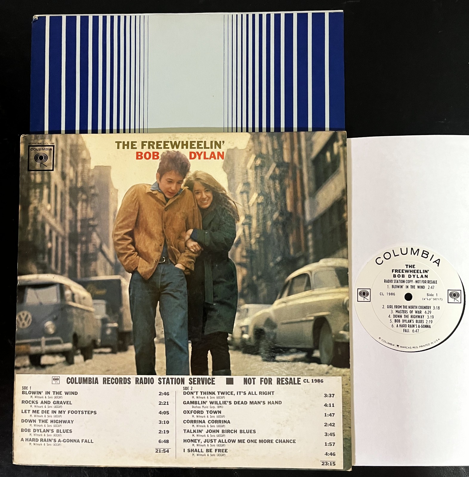 The Freewheelin  Bob Dylan-1963 PROMO LP w/Deleted Track Timing Strip-VG  