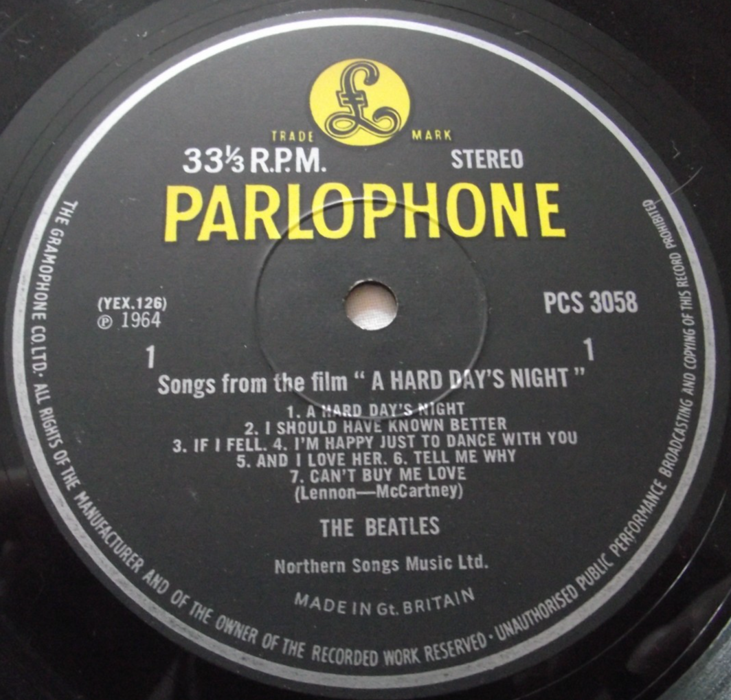 THE BEATLES   A HARD DAY S NIGHT    1968 UK Re Black/Yellow PARLOPHONE LP STEREO