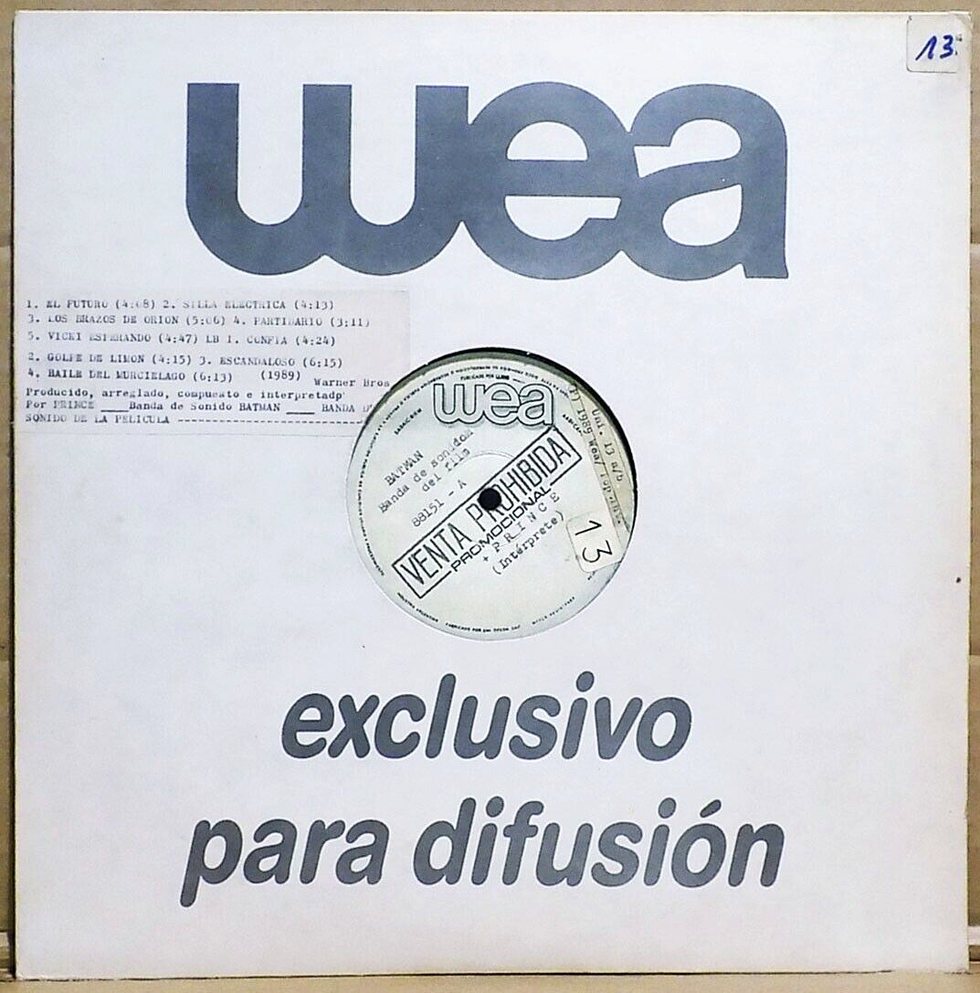 Test Pressing PRINCE Batman OST Argentine 1989 WEA Promo LP Rare