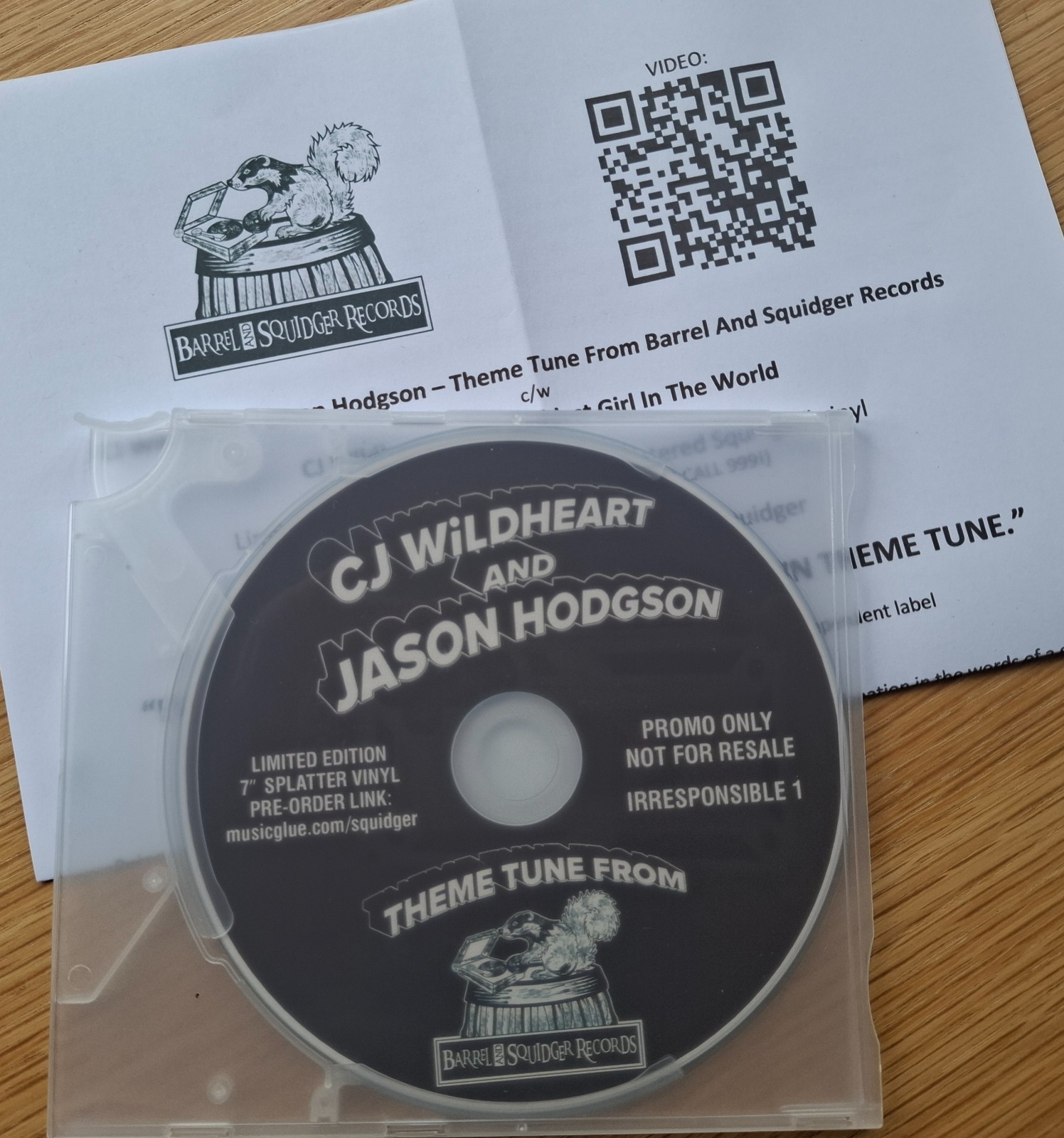 CJ WiLDHEART Theme Tune From Barrel And Squidger Records PROMO CD-R  Wildhearts 